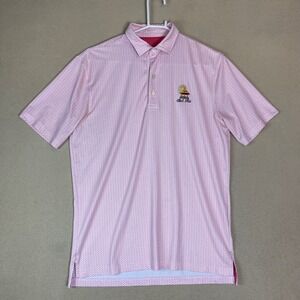 Johnnie O Bali Hai Polo Shirt Mens Size‎ S Pink White Graphic Short Sleeve